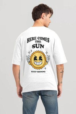 Trend Twist Printed Men Round Neck White T-Shirt