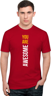 WEAR ESSENCE Graphic Print Men Round Neck Red T-Shirt