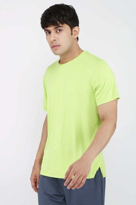 DIDA Solid Men Round Neck Light Green T-Shirt