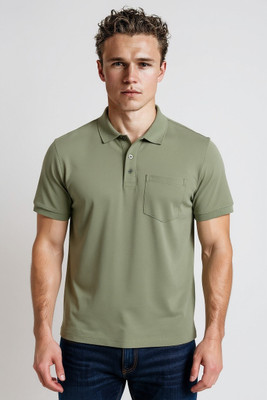 Klothinc Solid Men Crew Neck Green T-Shirt