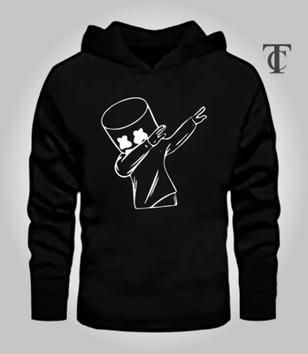 Tees Collection Printed Men Hooded Neck Black T-Shirt