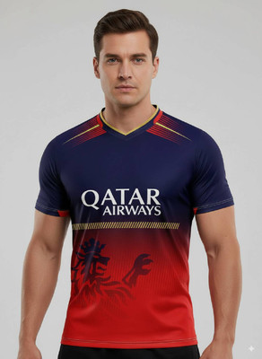 Smv Printed Men V Neck Red T-Shirt