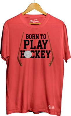 THE PRINT PLATTER Printed Men Round Neck Red T-Shirt