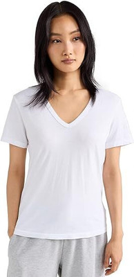 COLOR CAPITAL Solid Women V Neck White T-Shirt