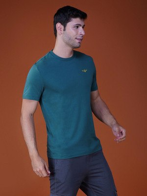 Zvezda Solid Men Round Neck Green T-Shirt