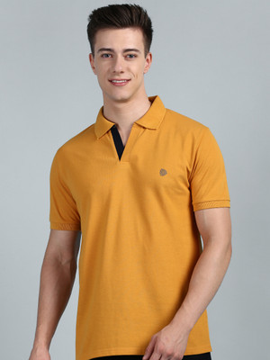 LUX cozi Printed Men Polo Neck Yellow T-Shirt