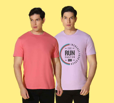 WOOSTRO Solid Men Round Neck Multicolor T-Shirt