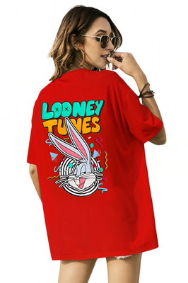 Madliyn Graphic Print Women Round Neck Red T-Shirt