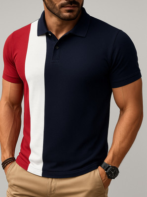 TAZO Solid Men Polo Neck Multicolor T-Shirt