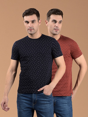 Dollar Printed Men Round Neck Multicolor T-Shirt