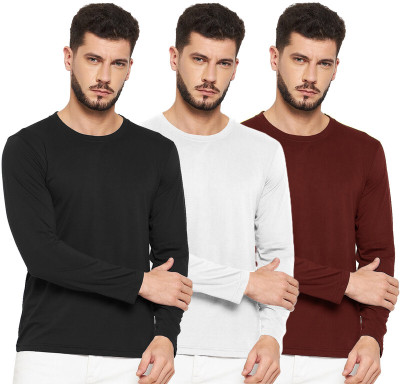 LazyChunks Solid Men Round Neck Multicolor T-Shirt