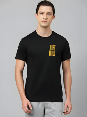 SZN Solid Men Round Neck Black T-Shirt