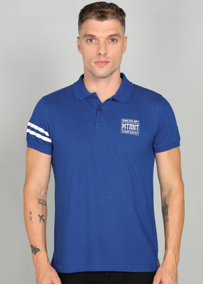 METRONAUT Solid Men Polo Neck Blue T-Shirt