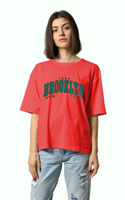 HouseOfCommon Graphic Print Women Round Neck Red T-Shirt