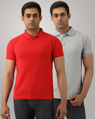 Lakshya Fashions Solid Men Polo Neck Blue, Black T-Shirt
