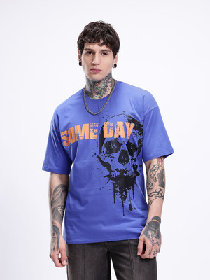 Kook N Keech Typography Men Round Neck Blue T-Shirt