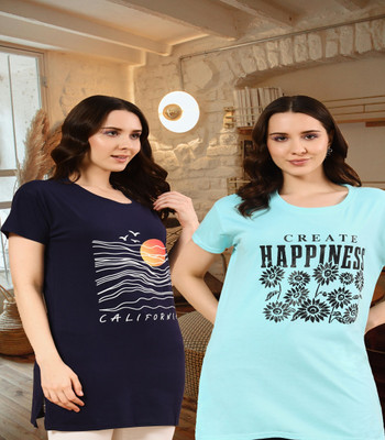 HouseOfCommon Graphic Print Women Round Neck Multicolor T-Shirt