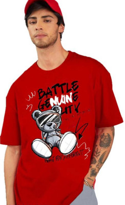 vesloo willow Self Design Men Round Neck Red T-Shirt