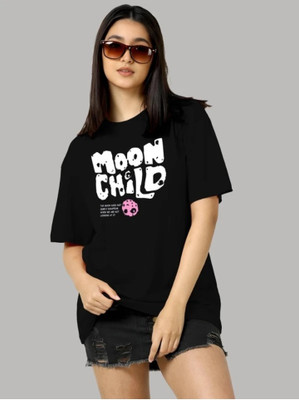 ALNIK Graphic Print Women Round Neck Black T-Shirt