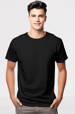 Checks & Squires Solid Men Round Neck Black T-Shirt