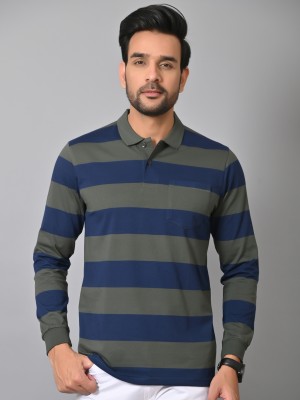 Arbour Striped Men Polo Neck Multicolor T-Shirt