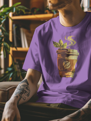 Senotex Printed Men Round Neck Purple T-Shirt