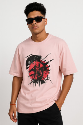 Scorpiaa Printed Men Crew Neck Pink T-Shirt