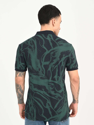 LEVI'S Abstract Men Polo Neck Dark Green T-Shirt