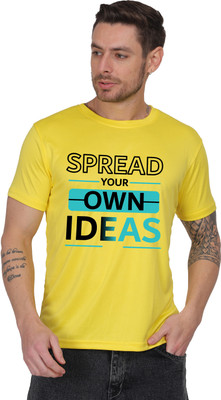 Kritiken Solid Men Round Neck Reversible Yellow T-Shirt