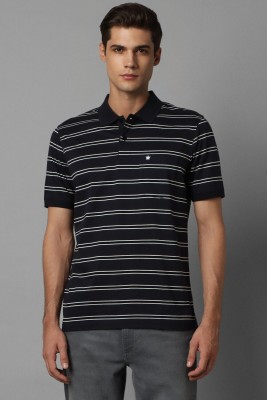 LOUIS PHILIPPE Striped Men Polo Neck Black T-Shirt