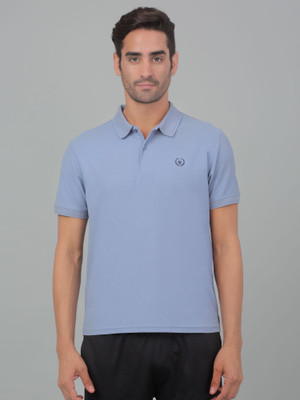CANTABIL Solid Men Polo Neck Blue T-Shirt