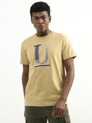 United Colors of Benetton Typography Men Round Neck Beige T-Shirt