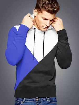 EMERALD Colorblock Men Hooded Neck Black, Blue, White T-Shirt