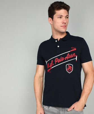 U.S. POLO ASSN. Solid Men Polo Neck Blue T-Shirt