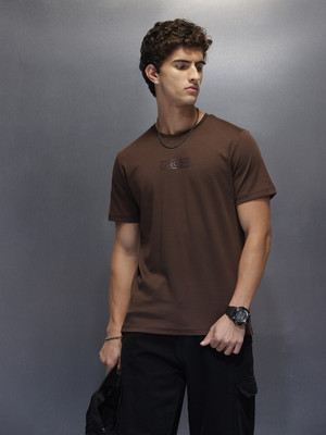 WROGN Printed Men Crew Neck Brown T-Shirt