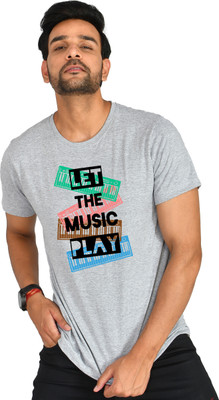 Burundi Blu Printed, Typography Men Round Neck Grey T-Shirt