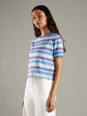 TOMMY HILFIGER Striped Women Crew Neck Multicolor T-Shirt