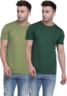 TQH Solid Men Round Neck Light Green, Green T-Shirt