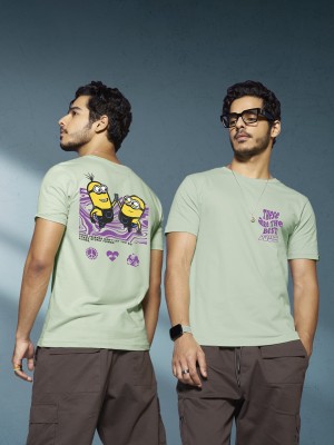 BEWAKOOF Printed Men Round Neck Green T-Shirt