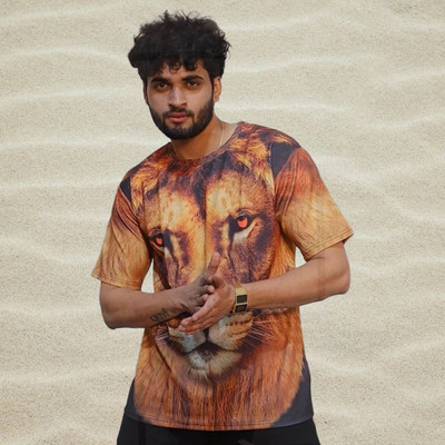 UD FABRIC Graphic Print Men Round Neck Gold T-Shirt