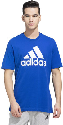 ADIDAS Printed Men Crew Neck Blue T-Shirt