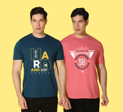 WOOSTRO Printed Men Round Neck Multicolor T-Shirt