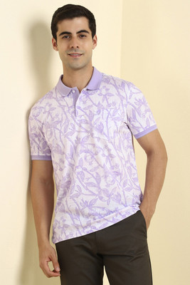 Allen Solly Printed Men Polo Neck White, Purple T-Shirt