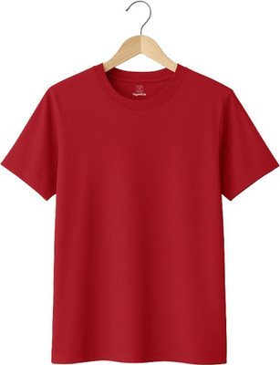 HypeDrip Solid Men Round Neck Red T-Shirt