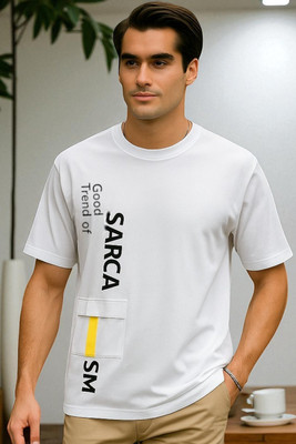 FAOES Printed Men Round Neck White T-Shirt