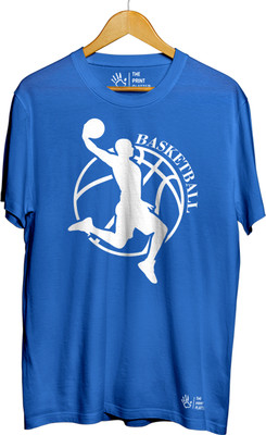 THE PRINT PLATTER Printed Men Round Neck Light Blue T-Shirt