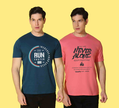 WOOSTRO Printed Men Round Neck Multicolor T-Shirt