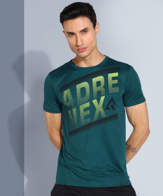 Adrenex Printed Men Round Neck Dark Green T-Shirt