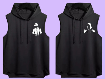 Zxomillo Printed Men Hooded Neck Black T-Shirt