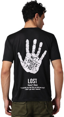 Flirty Soul Printed, Typography Men Round Neck Black T-Shirt